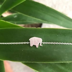 Origami Geometric Elephant Silver Clasp Bracelet